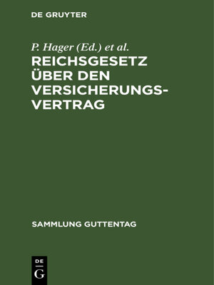 cover image of Reichsgesetz über den Versicherungsvertrag